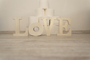 Close Up of stacked toilet paper