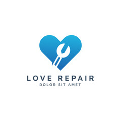 love repair negative space logo design