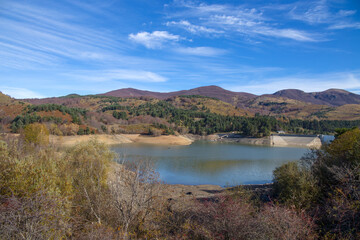 Fototapeta premium View of Giacopiane Lake in autumn, Genoa province, Liguria, Italy