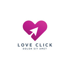 love and cursor negative space logo design