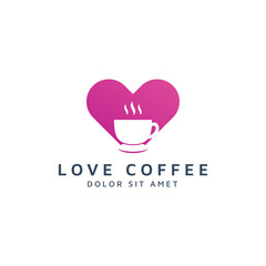 love and coffee negative space logo design
