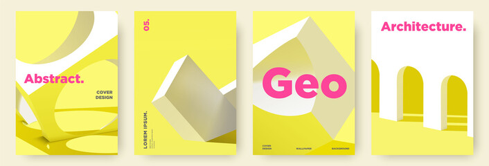 Abstract modern trendy bright architecture cover design template set vector