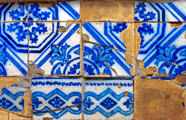 Ancient tiles pattern in Ouro Preto, Brazil