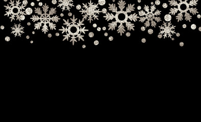 Silver textured snowflakes border