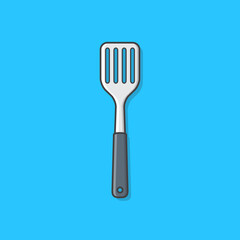 Stainless Steel Kitchen Spatula Vector Icon Illustration. Kitchen Utensil For Cooking Flat Icon