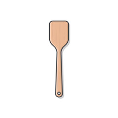 Wooden Kitchen Spatula Vector Icon Illustration. Kitchen Utensil For Cooking Flat Icon