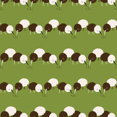 Kawaii hand drawn exotic birds repeat pattern print