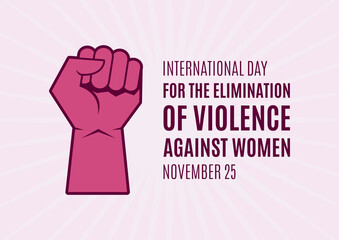Fototapeta premium International Day for the Elimination of Violence against Women vector. Pink raised hand with clenched fist icon. Female fist raised in protest vector. Stop violence against women icon. Important day