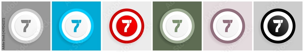 Poster Gutter icon set, colorful flat design vector illustrations in 6 options for web design and mobile applications