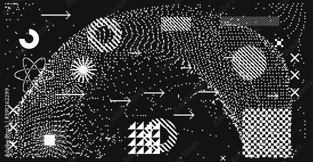 Poster Abstract data visualization. Concept of information analysis and complex computations.