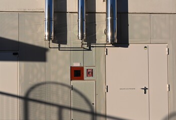 air conditioning unit with a fire alarm system on a wall