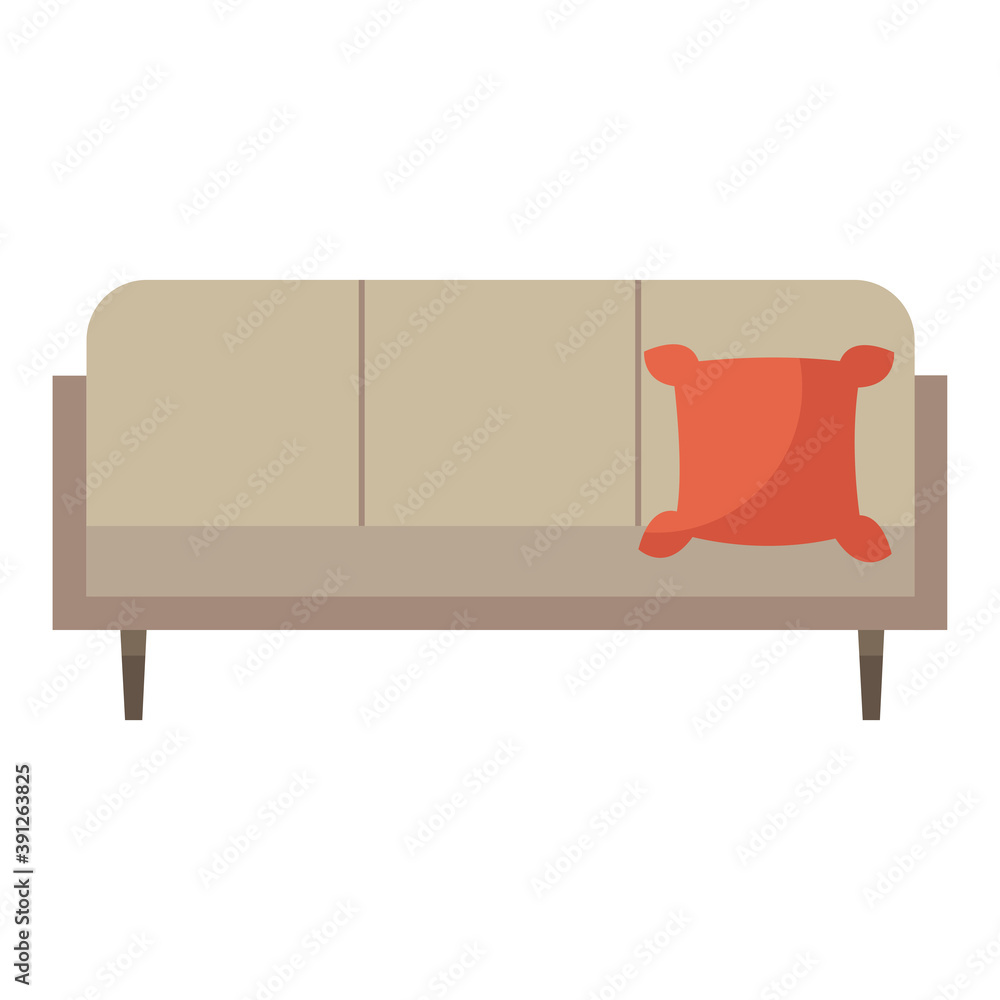 Sticker home couch with pillow vector design