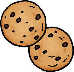 【食べ物イラスト素材】チョコチップクッキーの手描きベクターイラスト