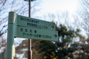 行先が2つある白い標識