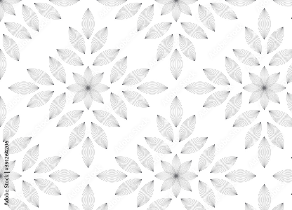 Wall mural flower pattern vector, repeating linear petal of flower, geometric vector pattern repeat