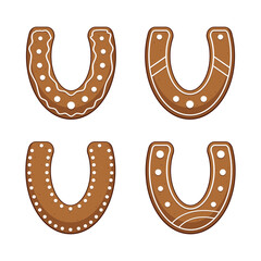 Christmas cookie horseshoe. Vector illustration.