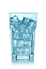 Glass of pure water with ice cubes