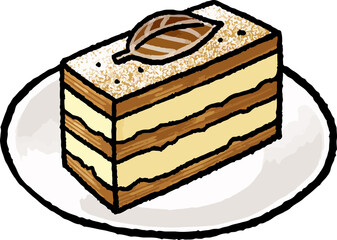 【食べ物イラスト素材】ミルフィーユの手描きベクターイラスト