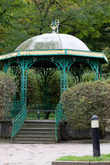 Music pavilion in the resort park of Truskavets. Balneological resort Truskavets city, Lviv region, Ukraine. 
