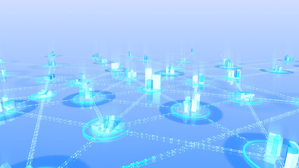 Communication Network Technology City Digital Data information Business 3D illustration