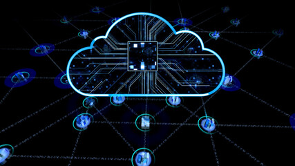 Communication Network Technology City Digital Data information Business 3D illustration