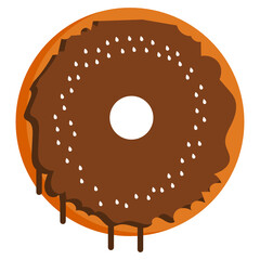 Chocolate flavored Doughnut Concept, donut Sweet Dessert Vector Color Icon Design, Baked goods and flour based food Product Symbol on White background, Confectionery items Sign 