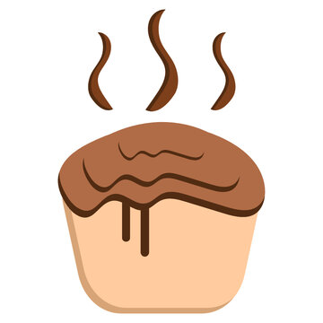 Pastry dough Concept, Freshly Baked Choco Flavored Cupcake Vector Icon Design, Baked goods and flour based food Product Symbol on White background, Confectionery items Sign 