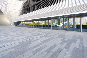 Empty square floor and modern architecture in Taiyuan, Shanxi Province, China