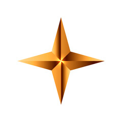 Obraz premium Realistic golden star. Christmas star icon. Design element for holiday. Vector illustration isolated on white background.