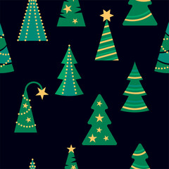 Seamlees pattern with christmas tree for Merry Christmas and Happy New Year holidays. Vector illustration.