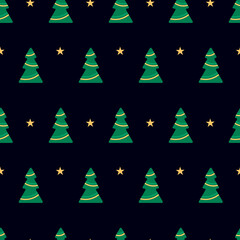 Obraz premium Seamlees pattern with christmas tree for Merry Christmas and Happy New Year holidays. Vector illustration.
