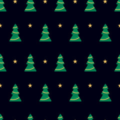 Seamlees pattern with christmas tree for Merry Christmas and Happy New Year holidays. Vector illustration.