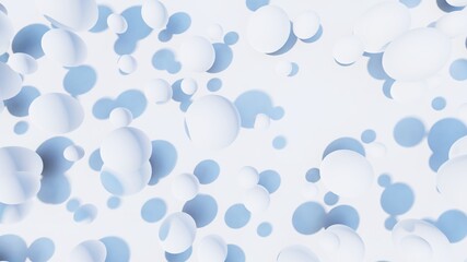 Abstract winter background of white balls in space 3d illustration