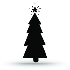 Christmas tree. Hand-drawn Christmas tree icon isolated on a white background. Vector illustration
