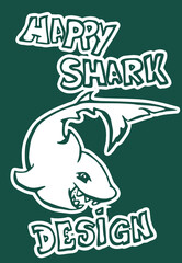 happy shark design - stencil art vector illustration