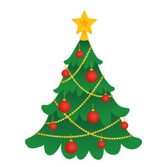 Cartoon christmas tree isolated vector