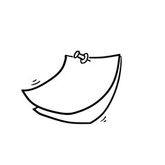 hand drawn note paper with push button icon, reminder sticker pinned. isolated doodle style