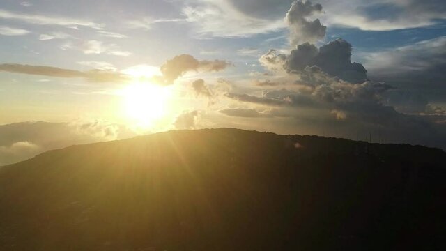 Glorious Sunset At Boqueron Volcano In The City Of San Salvador, El Salvador - Setting Sun - panning shot