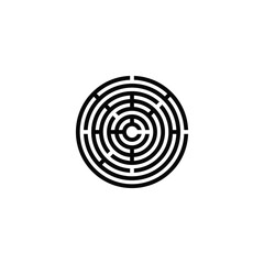 Black maze circle icon symbol logo design