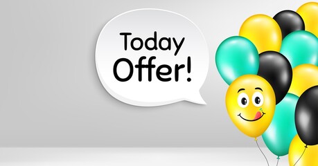Today offer symbol. Smile balloon vector background. Special sale price sign. Advertising discounts symbol. Birthday balloon banner. Today offer speech bubble. Celebrate background. Vector