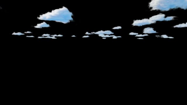 White clouds rolling on the horizon, 3D production of realistic white clouds, time-lapse animation, for using in compositions