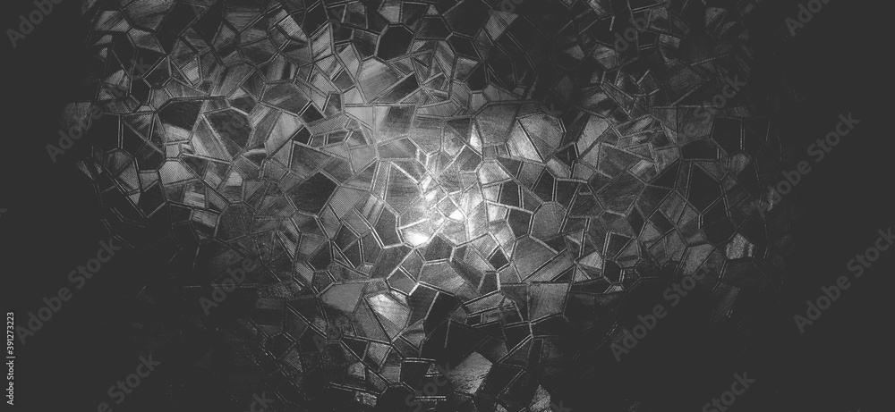 Poster embossed glass background. corrugated glass monochrome. refraction of light in a bumpy transparent s