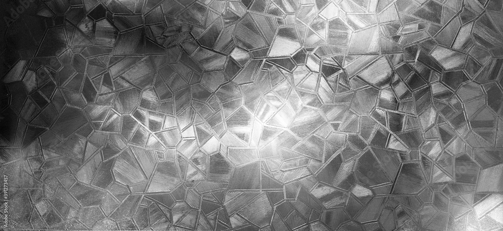 Poster embossed glass background. corrugated glass monochrome. refraction of light in a bumpy transparent s