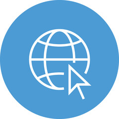 Globe With Cursor Arrow Outline Icon