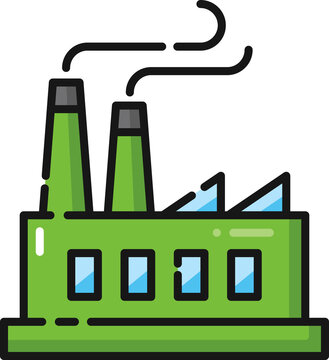 green factory building with smoke clip art preview