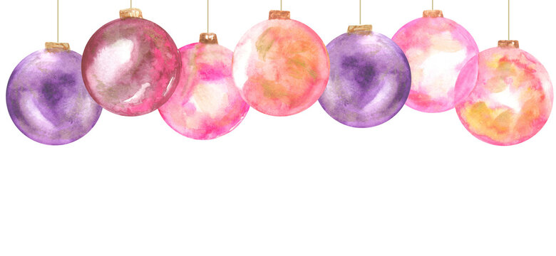 horizontal banner with hanging christmas balls