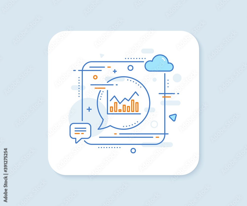Poster financial chart line icon. abstract square vector button. economic graph sign. stock exchange symbol