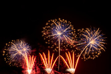 Real Fireworks display celebration, Colorful New Year Firework