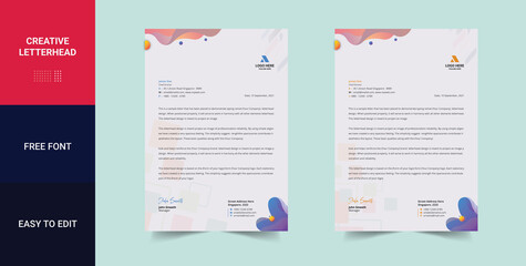 Professional Letterhead Template, Modern Business Letterhead Design Template. Modern Creative & Clean business letterhead for corporate project. Print Ready vector illustration & corporate letter