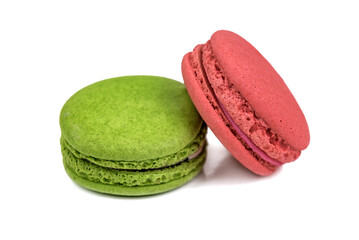 two delicious macaroons on white